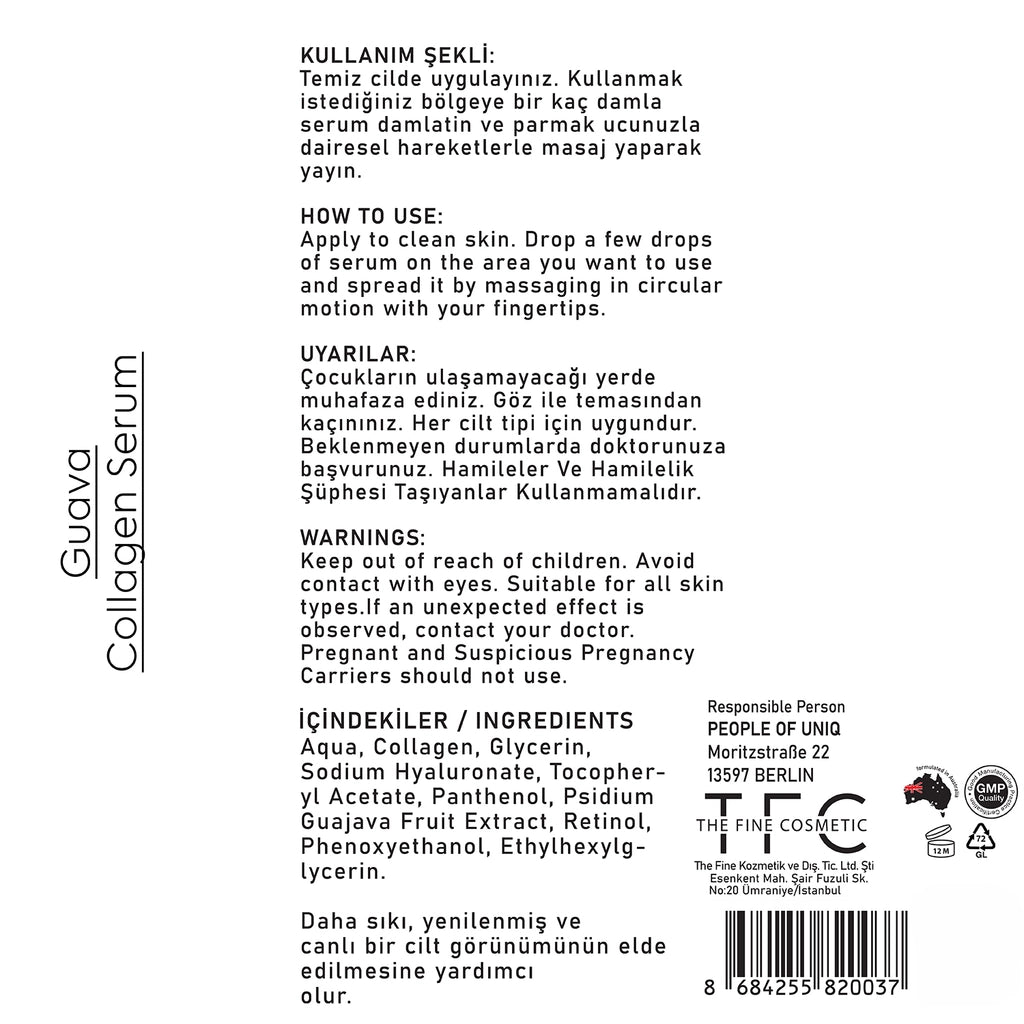 The Fine Organics Guava Extract Collagen + Retinol Anti-Aging Face Serum 30 ml