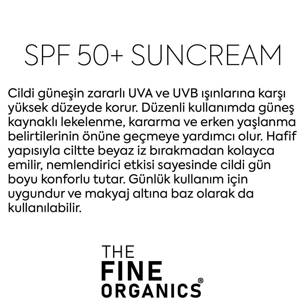 The Fine Organics SPF+50 High Protection Intensive Anti-Blemish Moisturizing Sun Cream 50 ml