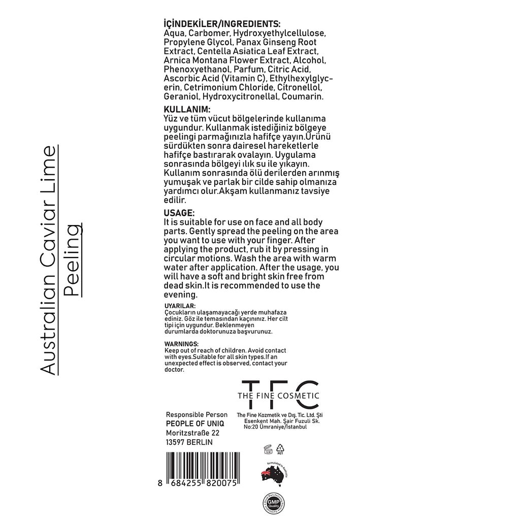 The Fine Organics Purifying Face and Body Peeling with Australian Caviar Lemon Extract 100 ml