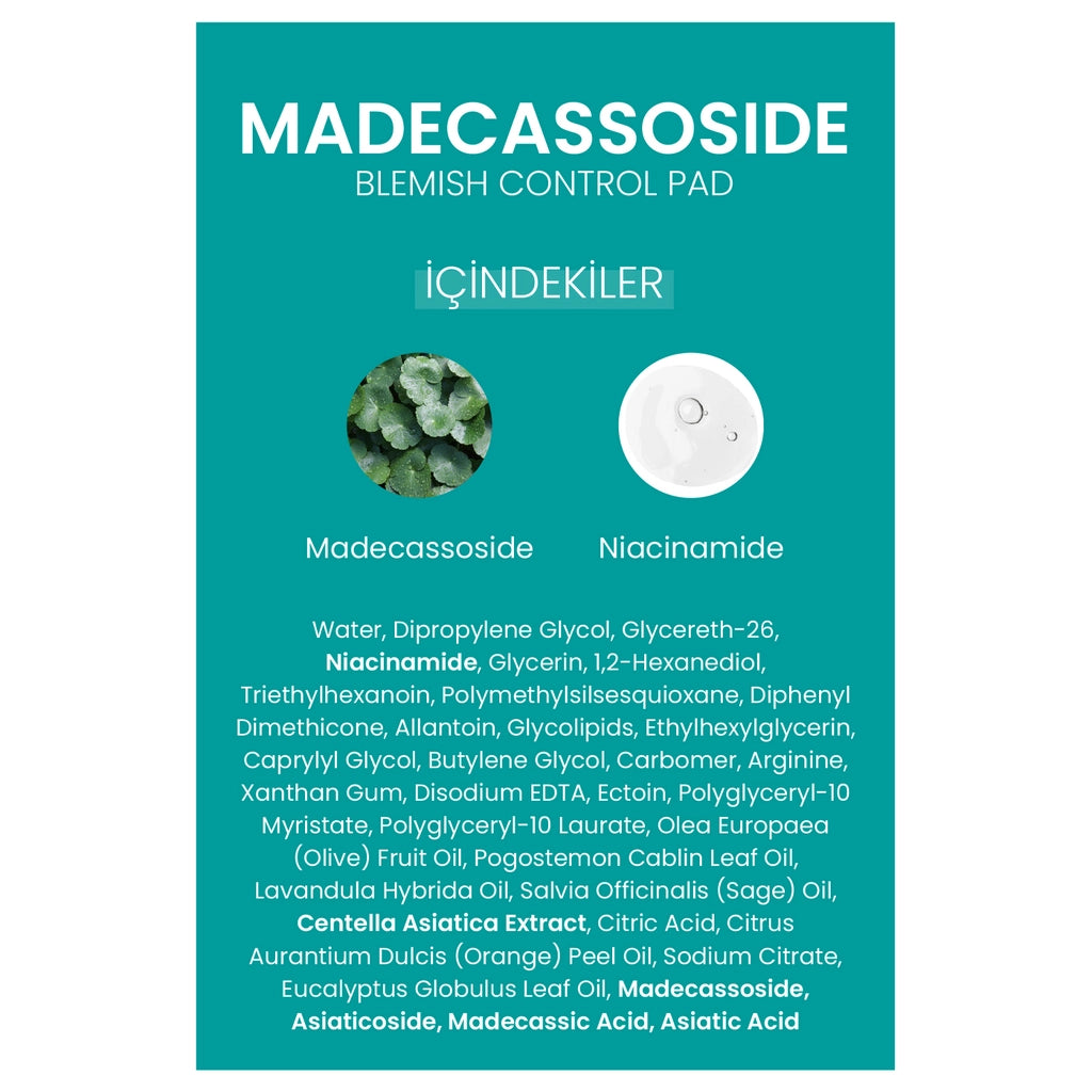 Dermal Madecassoside Blemish Control Pad Anti-Redness Tone Equalizing Pad 12 Pcs