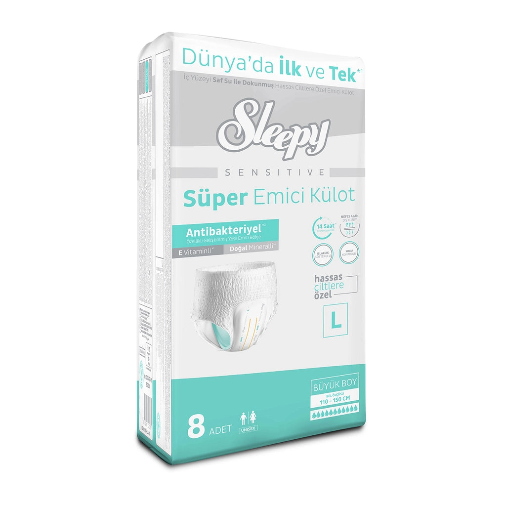 Sleepy Sensitive Antibacterial Super Absorbent Panties Large 8 Pieces