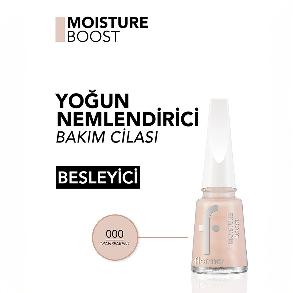 Flormar Moisture Boost Intense Moisturizing Effective Nourishing Nail Polish Base/Nail Polish 000 Transparent