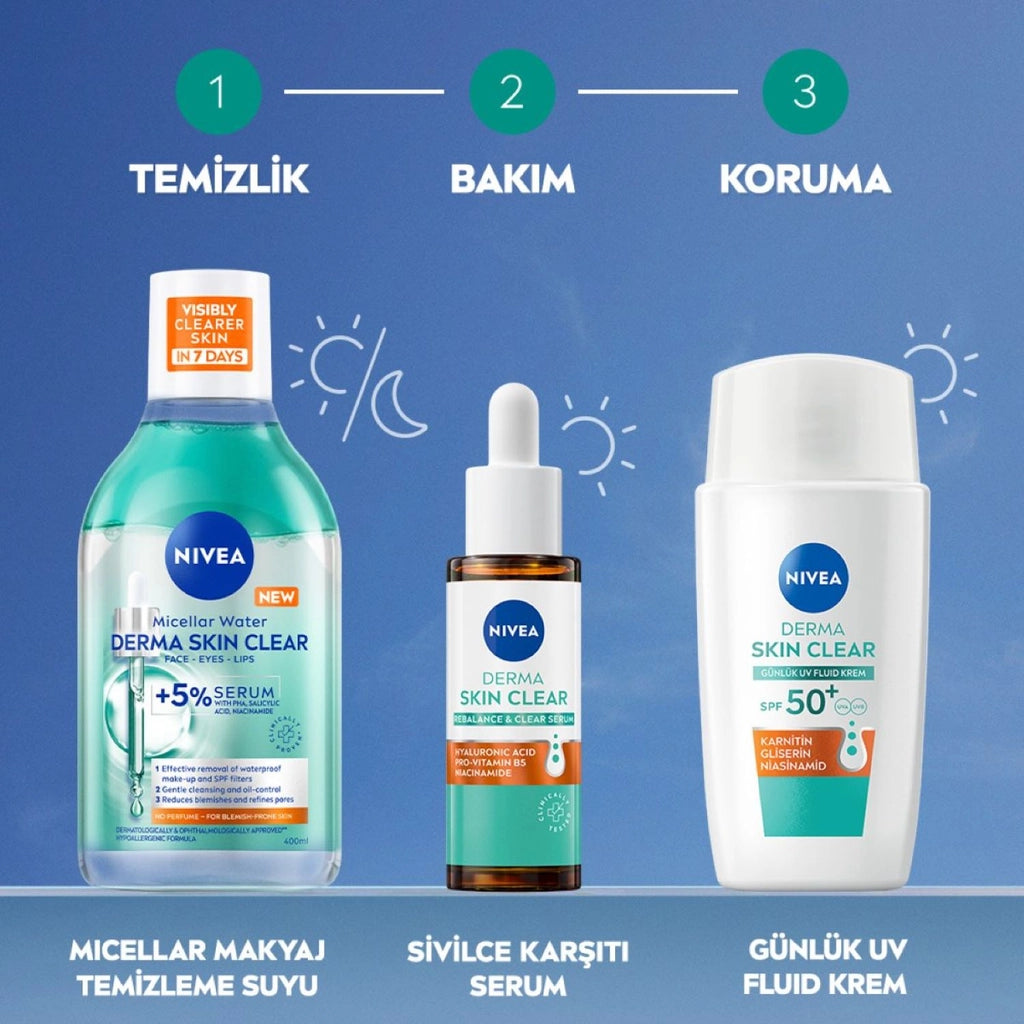 Nivea Derma Skin Clear UV Fluid 50+SPF Anti-Acne Facial Sun Cream 40 ml