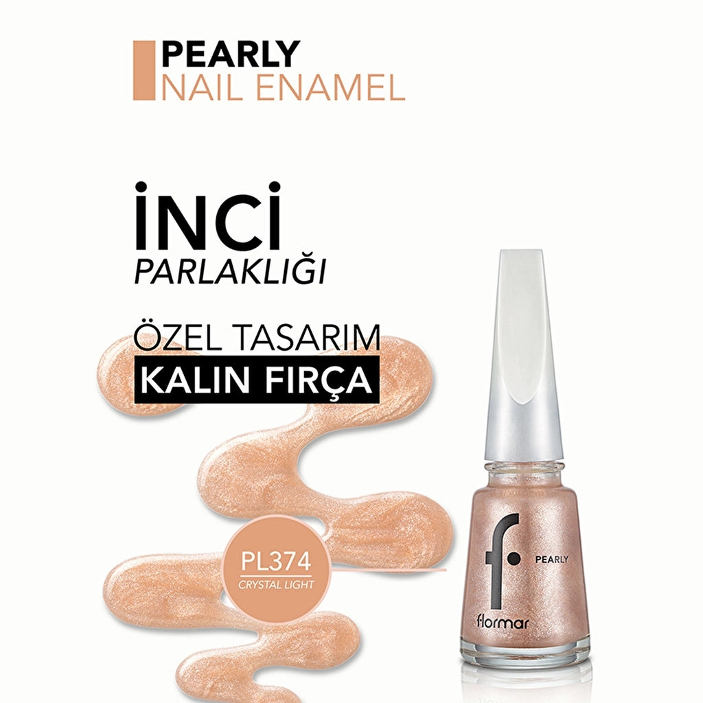 Flormar Pearly Intense Pigmented and Pearl Reflection Nail Polish 374 Crystal Light