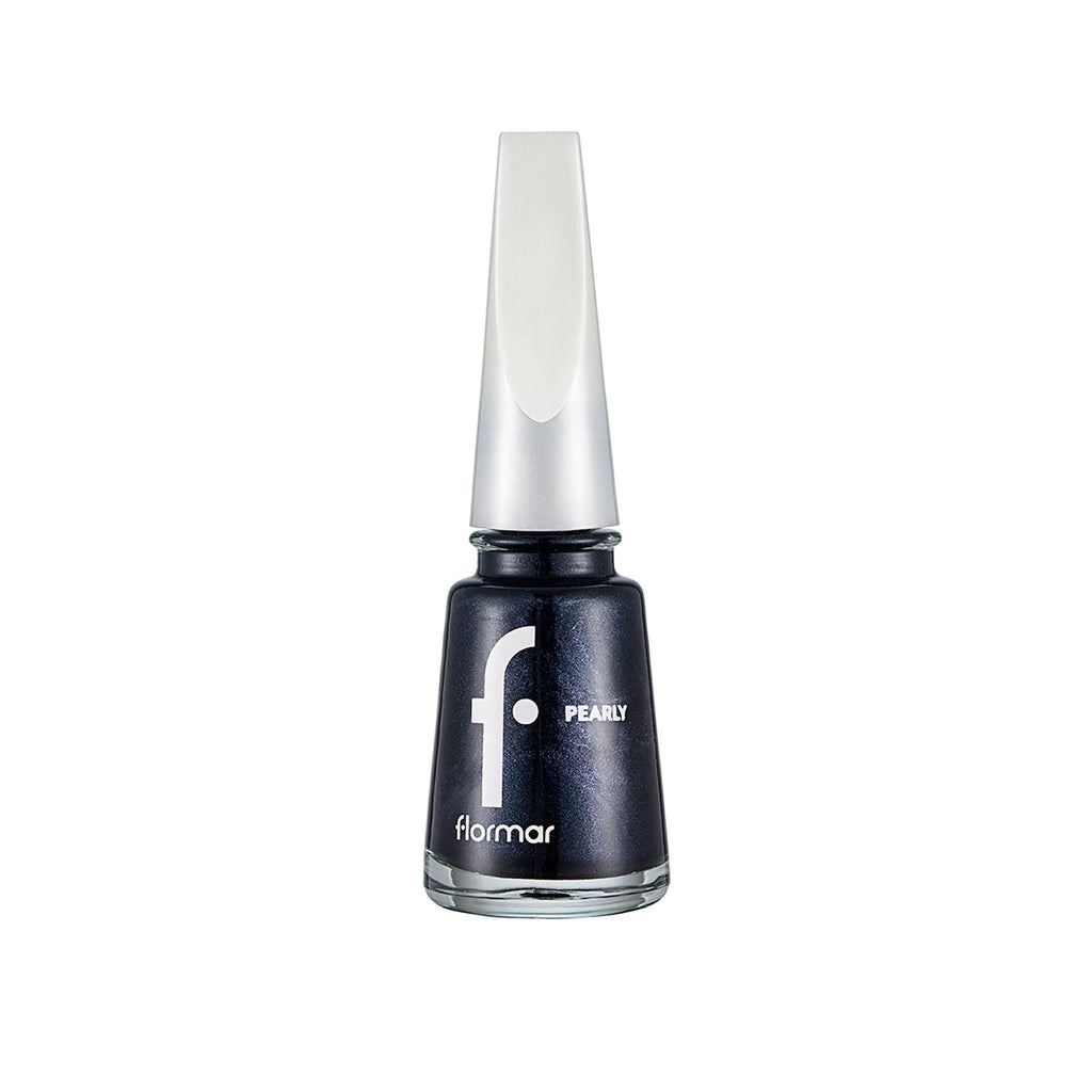 Flormar Pearly Semi Transparent Shiny Finish Pearlescent Nail Polish 398 Blue Black