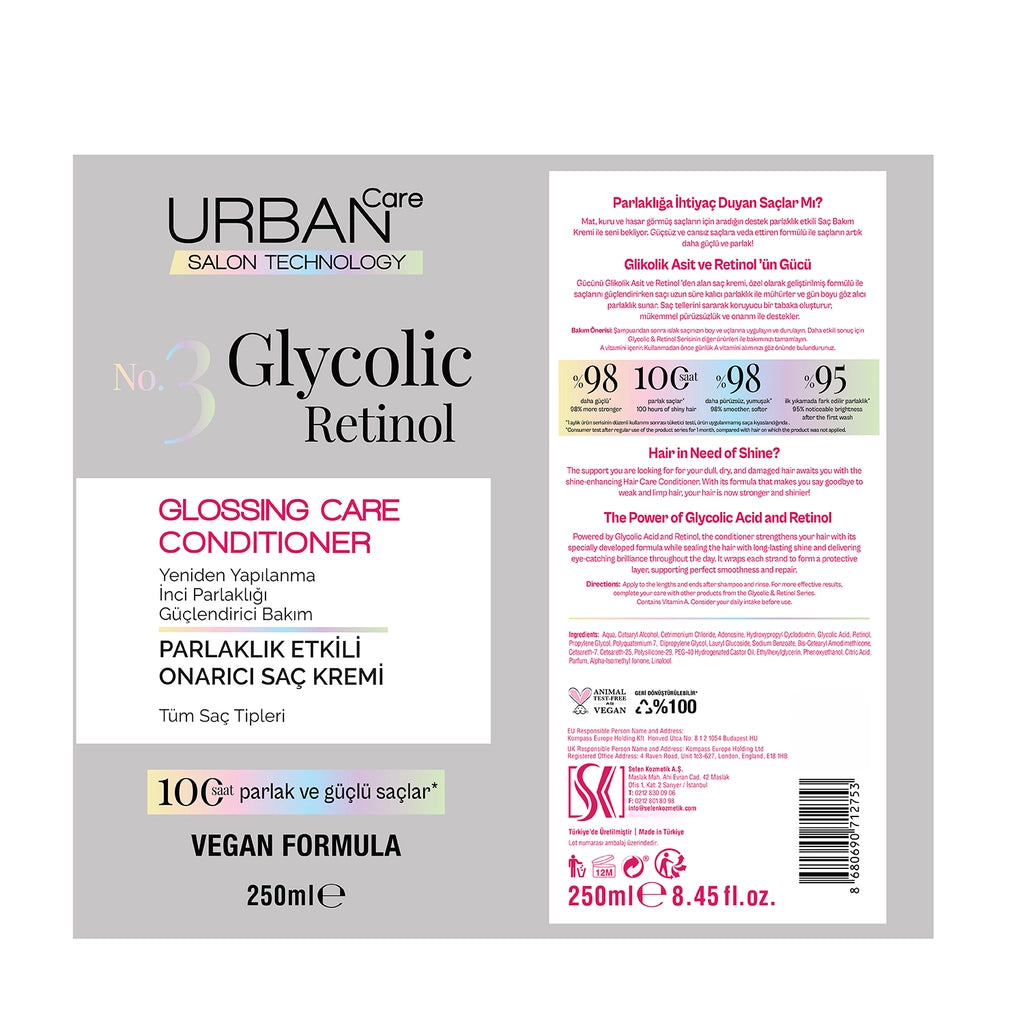 Urban Care No.3 Glycolic Retinol Shine Effect Repair Conditioner 250 ml