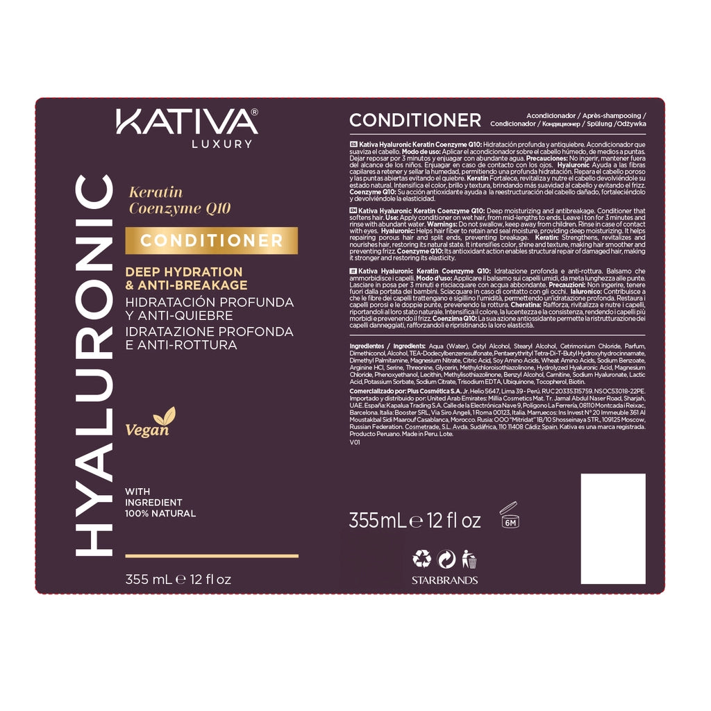 Kativa Hyaluronic Moisturizing Anti-Breakage Conditioner 355 ml