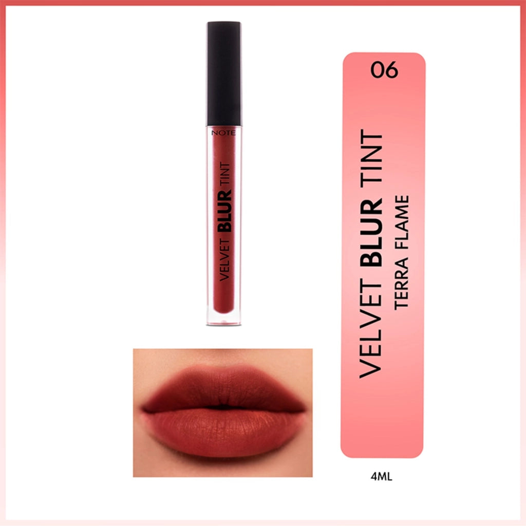 Note Velvet Blur Tint Velvet Finish Moisturizing Matte Lipstick 04 Rust Red