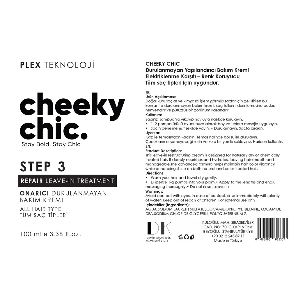 Cheeky Chic Step 3 Repair Leave-In Treatment Leave-In Conditioning Hair Care Cream 100 ml