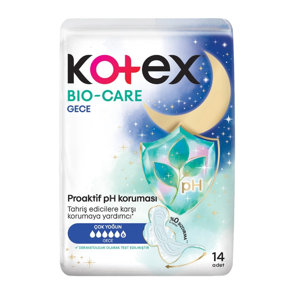 Kotex Bio-Care Quadro Night (Size 6) Sanitary Pads 14 Pack