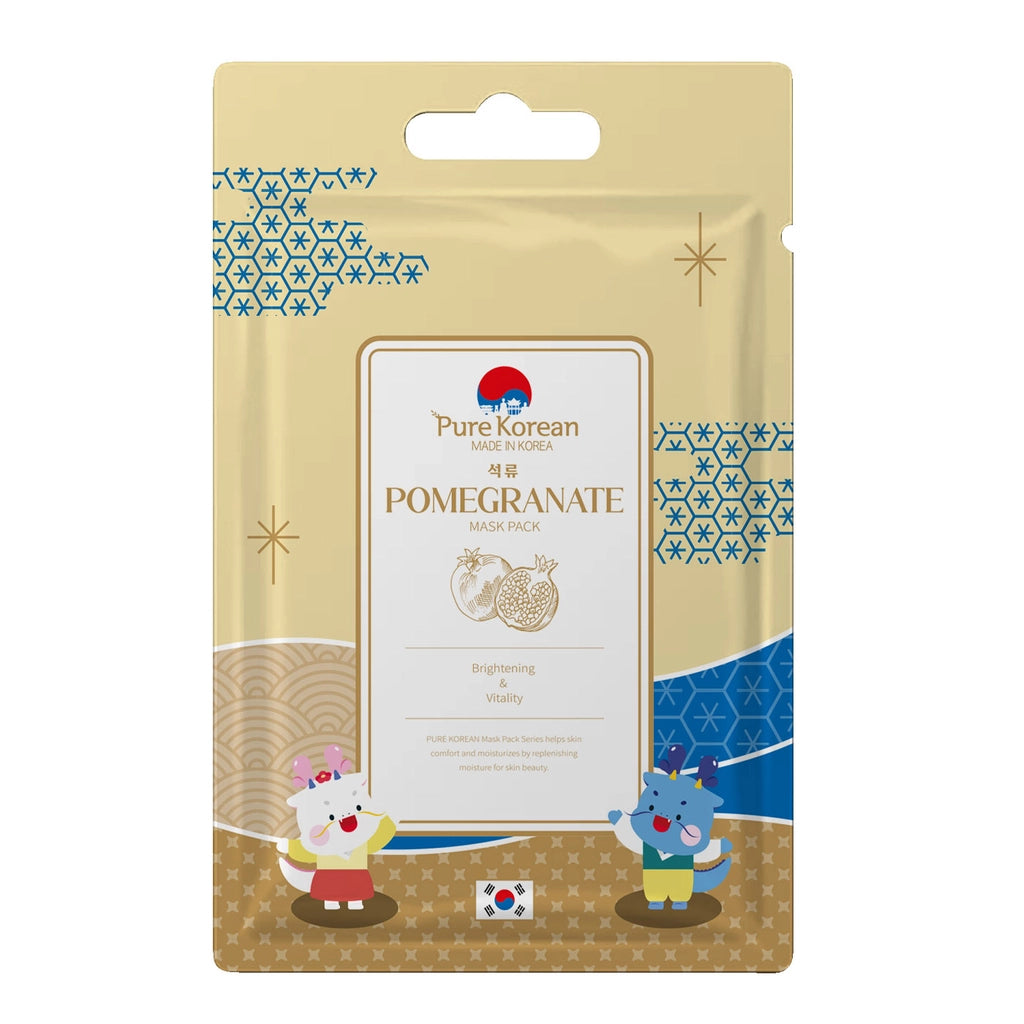 Pure Korean 5-Piece Face Mask Set (Collagen, Pomegranate, Vitamin C, Bakuchiol, Anti-Aging)