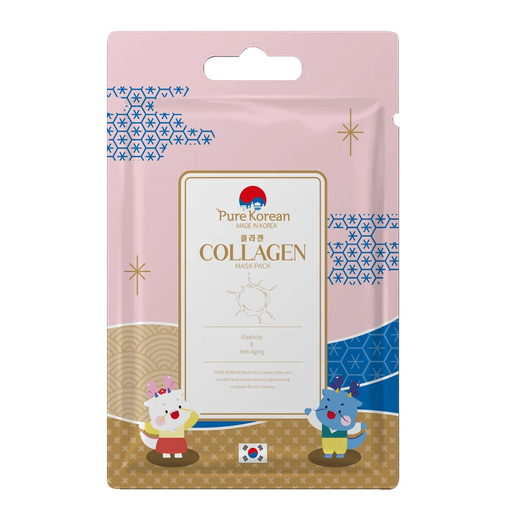 Pure Korean 5-Piece Face Mask Set (Collagen, Pomegranate, Vitamin C, Bakuchiol, Anti-Aging)