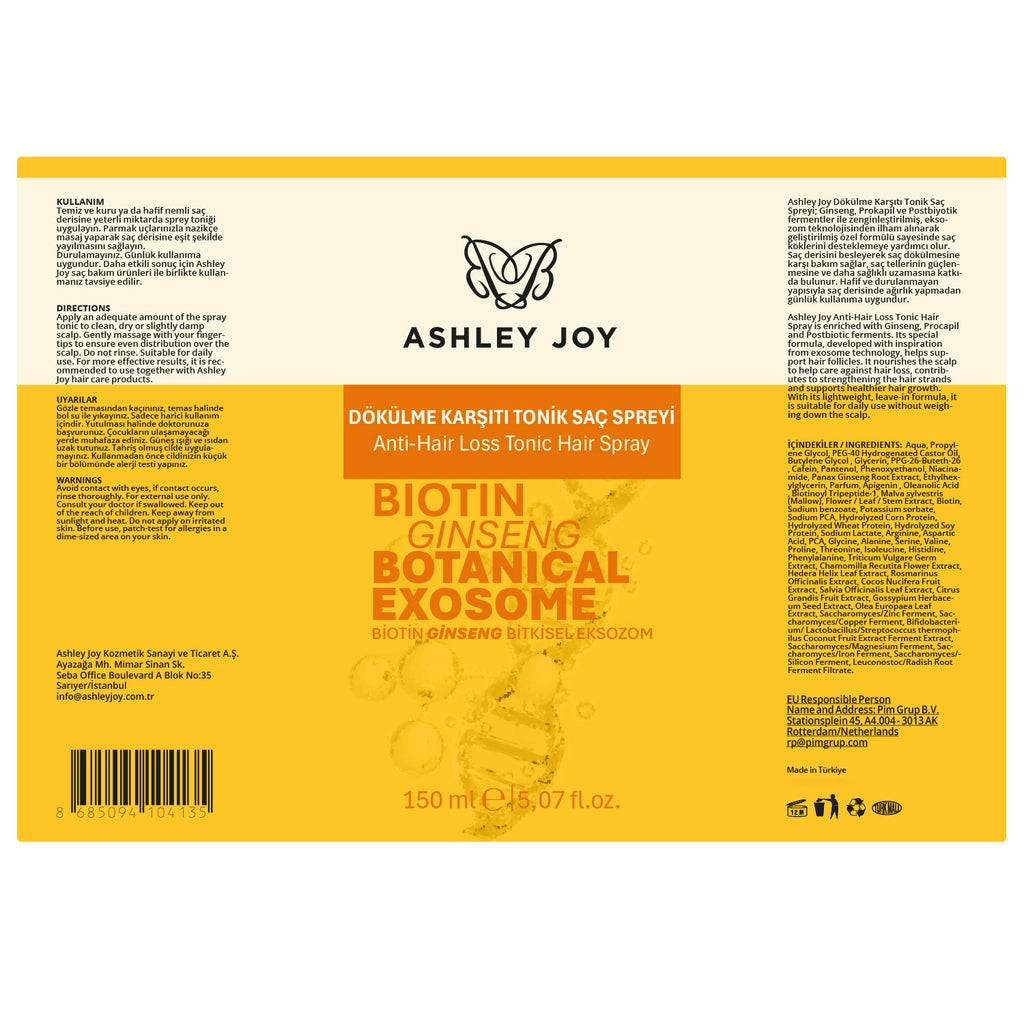 Ashley Joy Herbal Exosome Supported Anti-hair Loss Tonic Hair Spray 150 ml