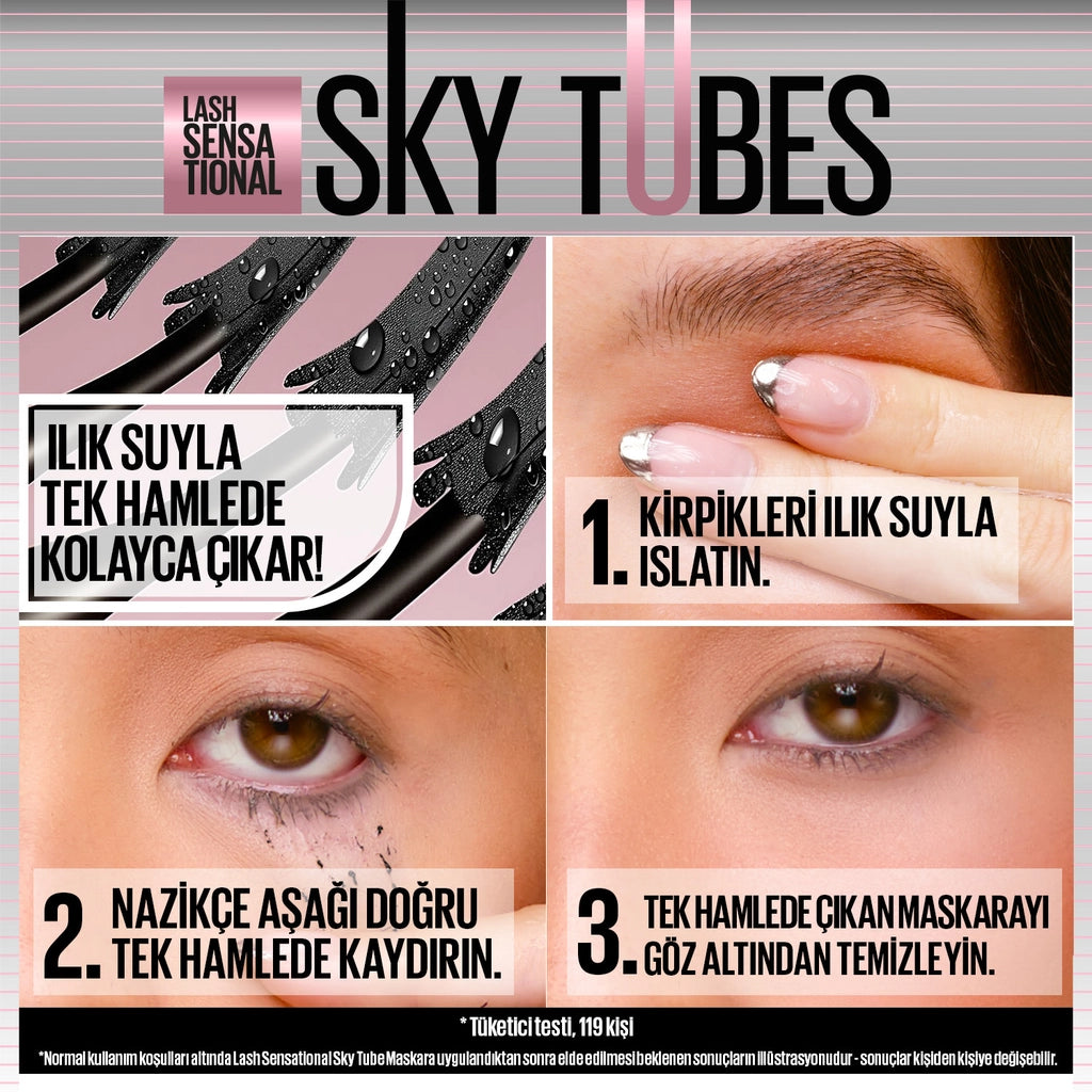Maybelline New York Lash Sensational Sky Tubes Tubing Mascara Giving Unlimited Length and Volume Effect