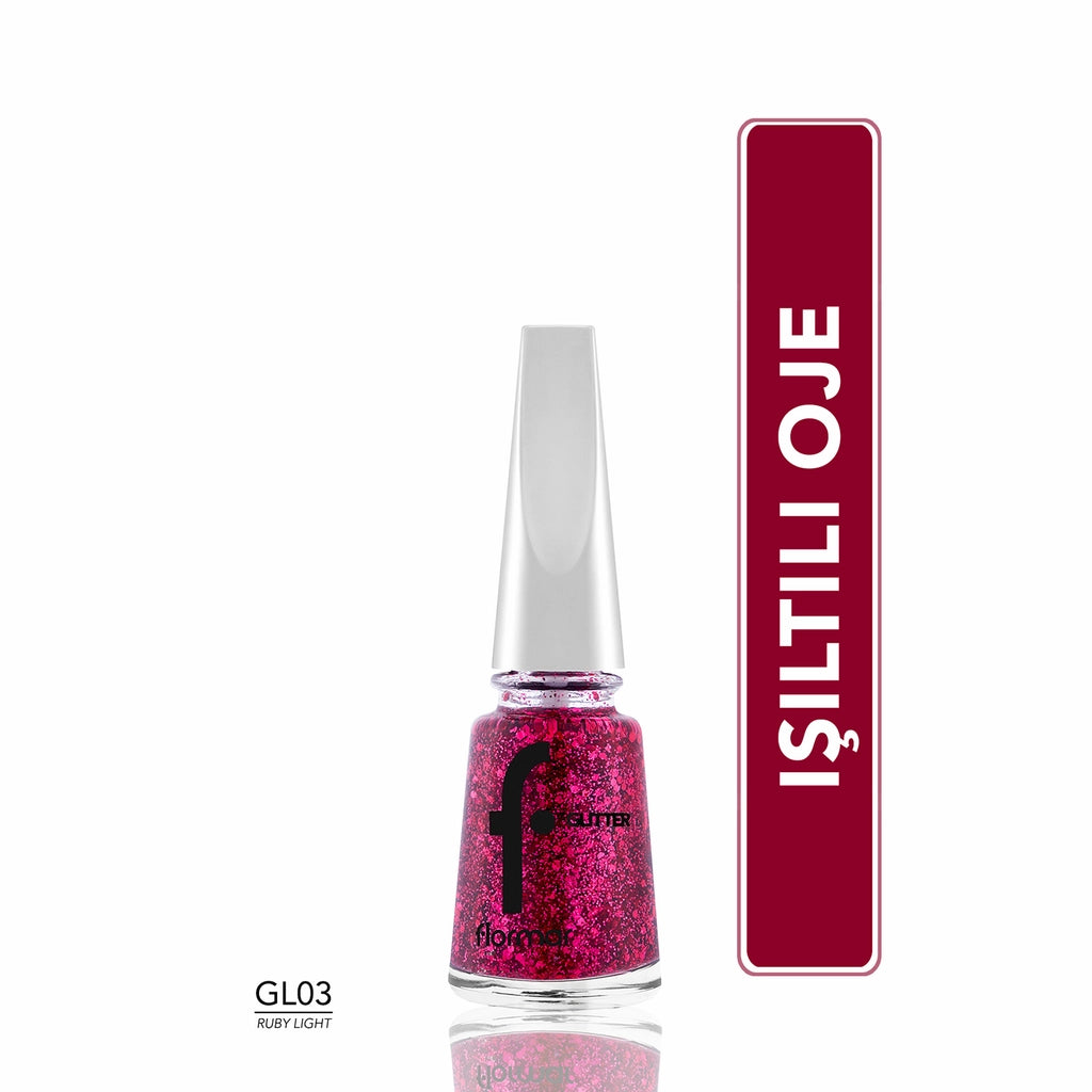 Flormar Glitter Translucent Glitter Nail Polish GL36 Blackstar