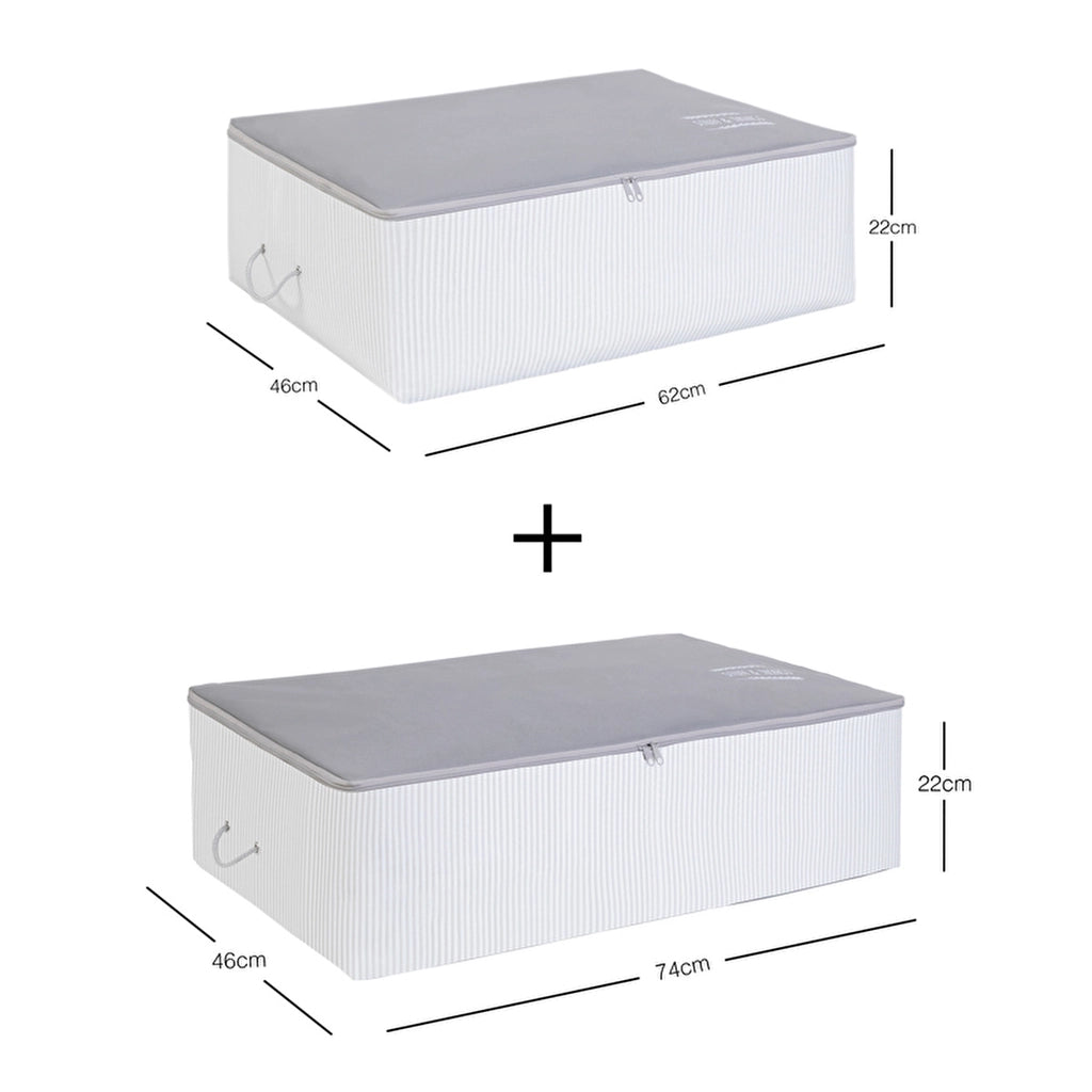 Ocean Home Set of 2 Gray Color Stuff & Things Storage Box