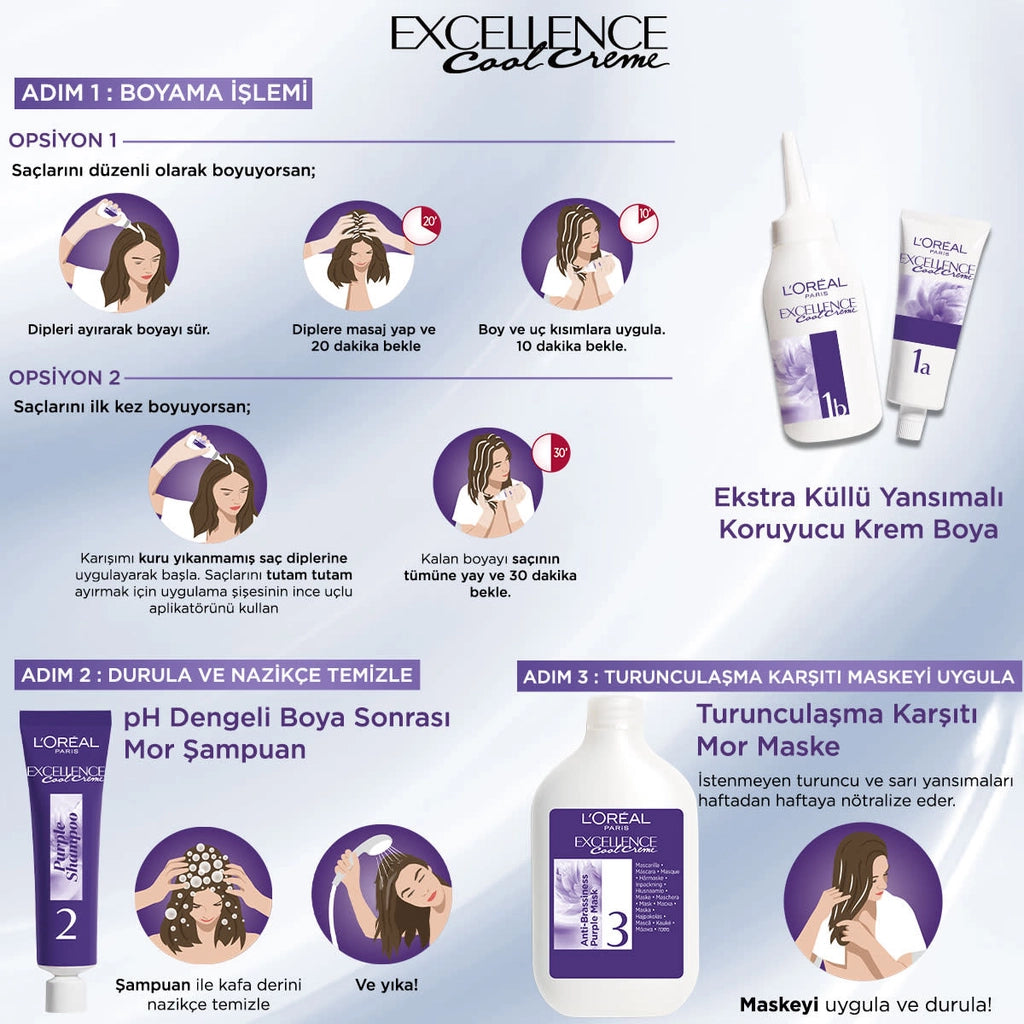 Loreal Paris Excellence Cool Creme Hair Dye 7.11 Extra Ashy Auburn