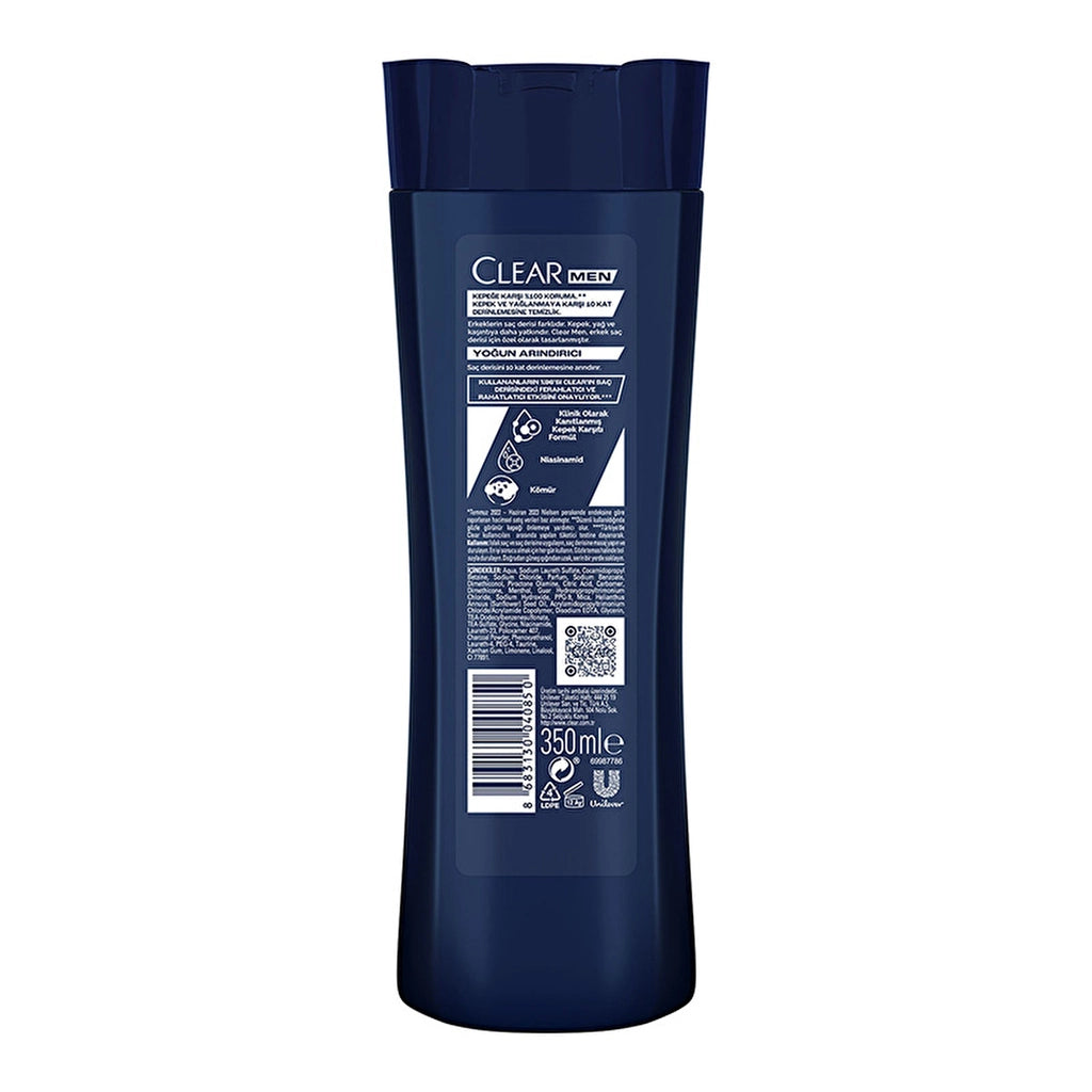 Clear Men Effective Anti-Dandruff Shampoo with Intensive Purifying Charcoal 350 ml