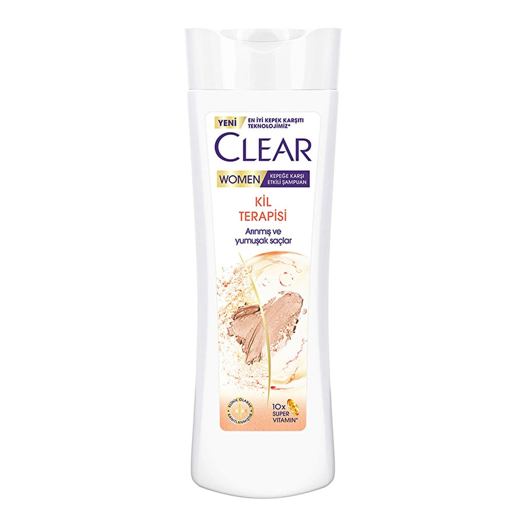 Clear Women Effective Shampoo Against Dandruff Clay Therapy Purified and Soft Hair 350 ml