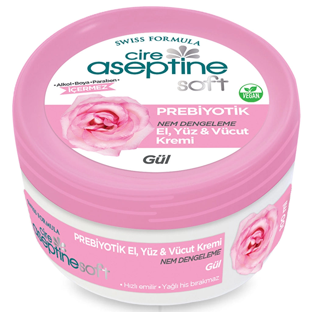 Cire Aseptine Soft Rose Extract Moisture Balancing and Nourishing Prebiotic Cream 100 ml