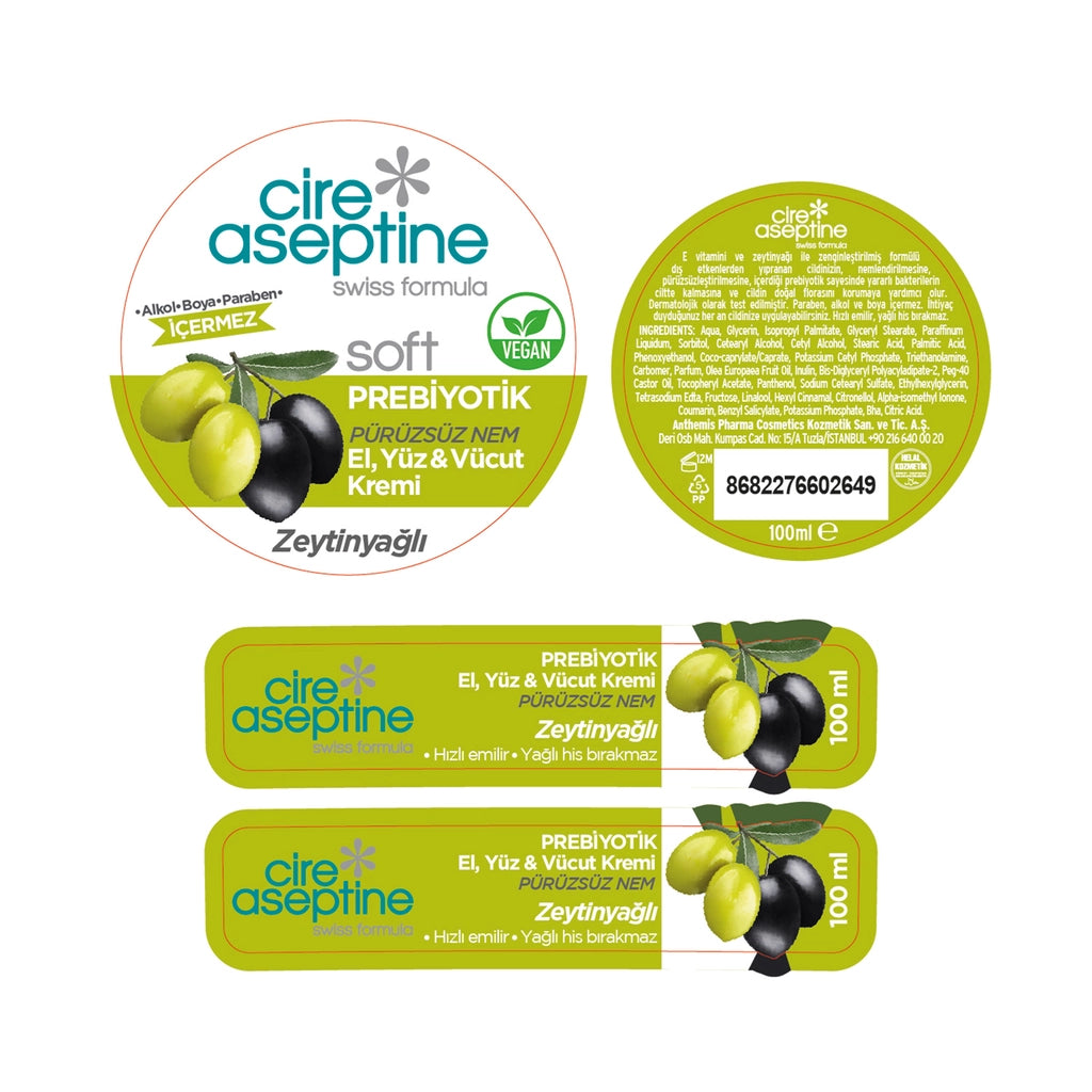 Cire Aseptine Soft Olive Oil Moisturizing Smoothing Prebiotic Cream 100 ml