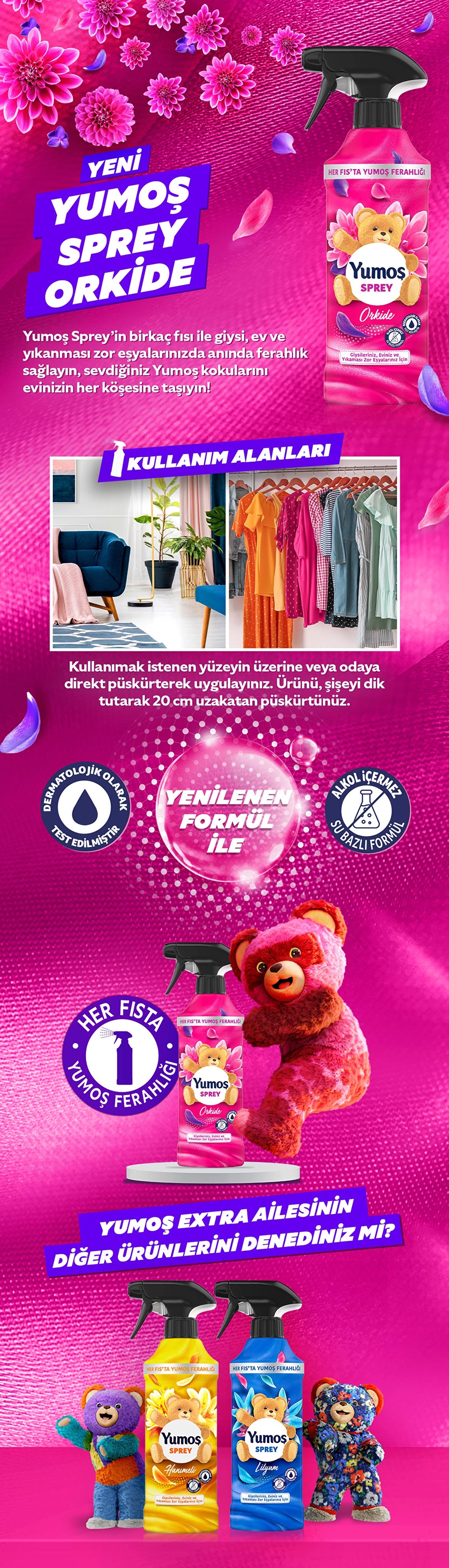 Yumoş Home and Textile Spray Orkide For Items Difficult to Wash 450 ml