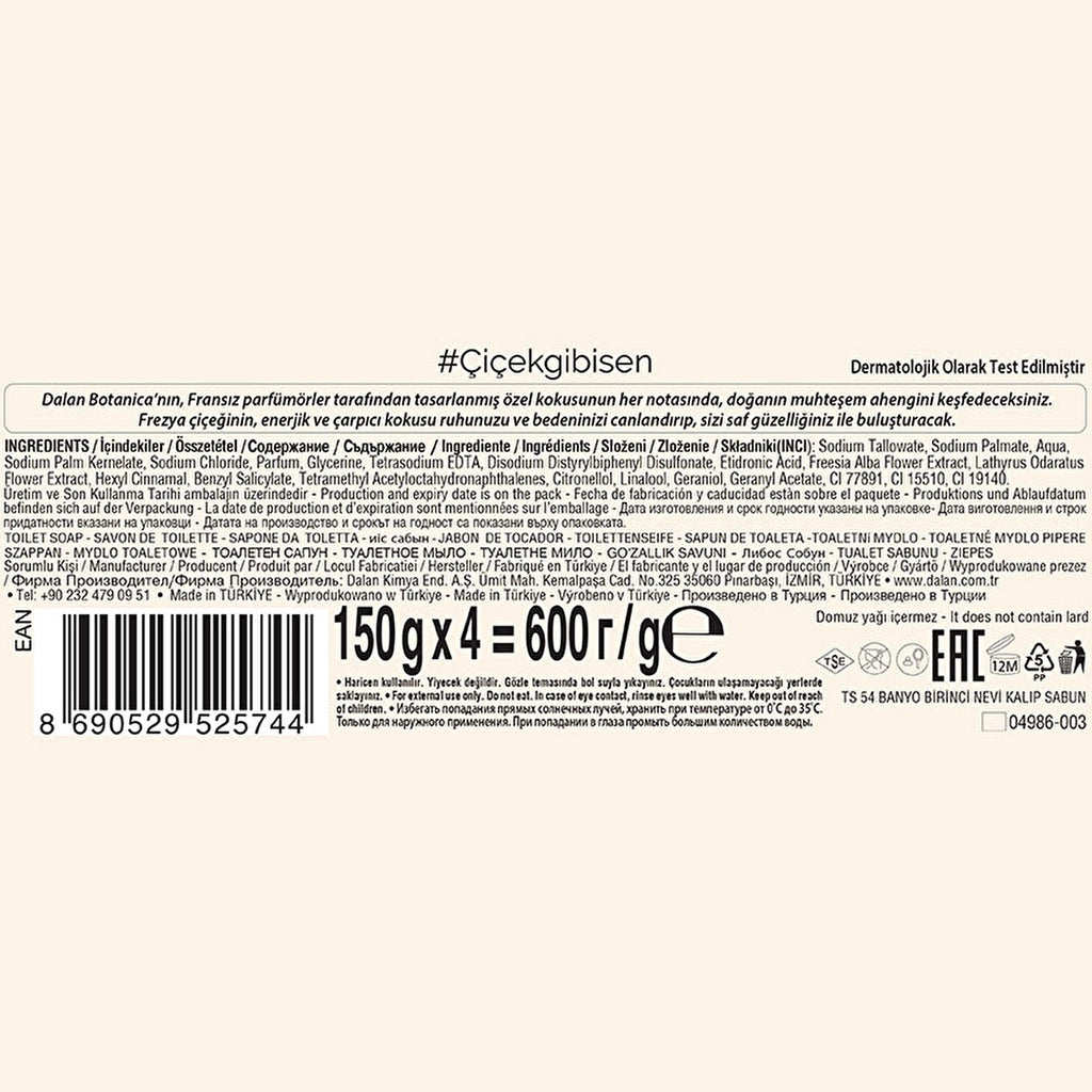 Dalan Botanica Freesia Bath & Shower Soap 150 gr x 4