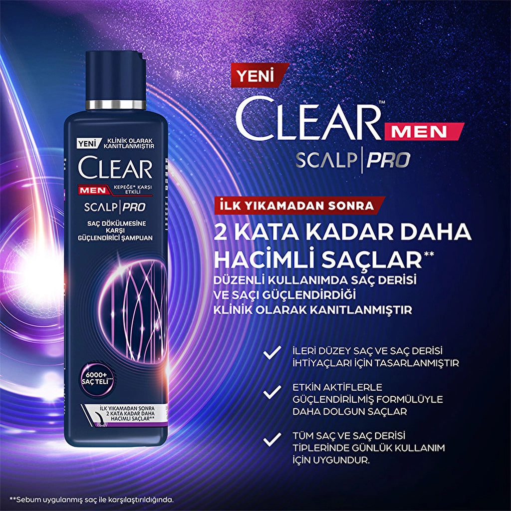 Clear Men Scalp Pro Strengthening Shampoo Effective Against Hair Loss and Dandruff 300 ml