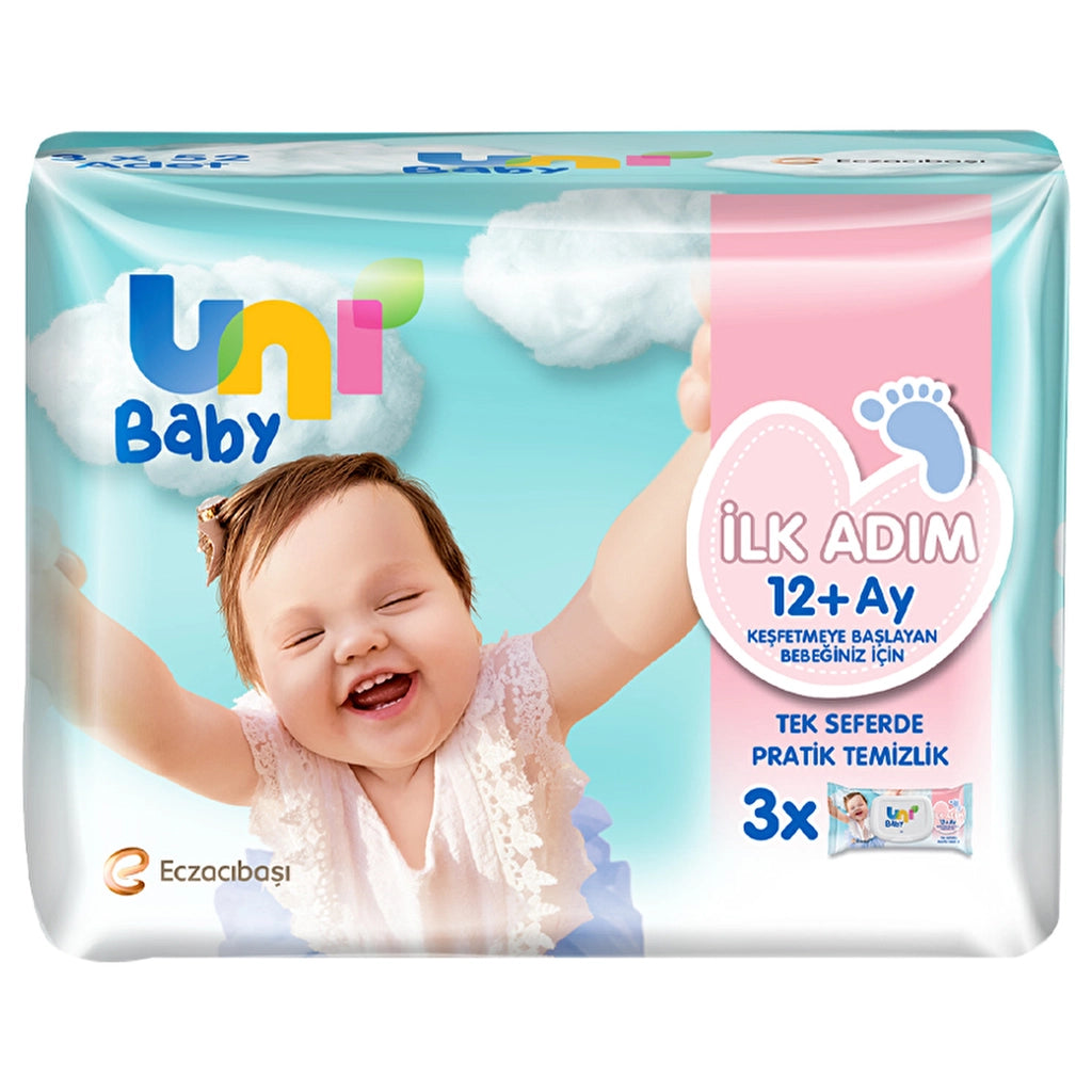 Uni Baby First Step Baby Wet Wipes 3 x 52 Pcs