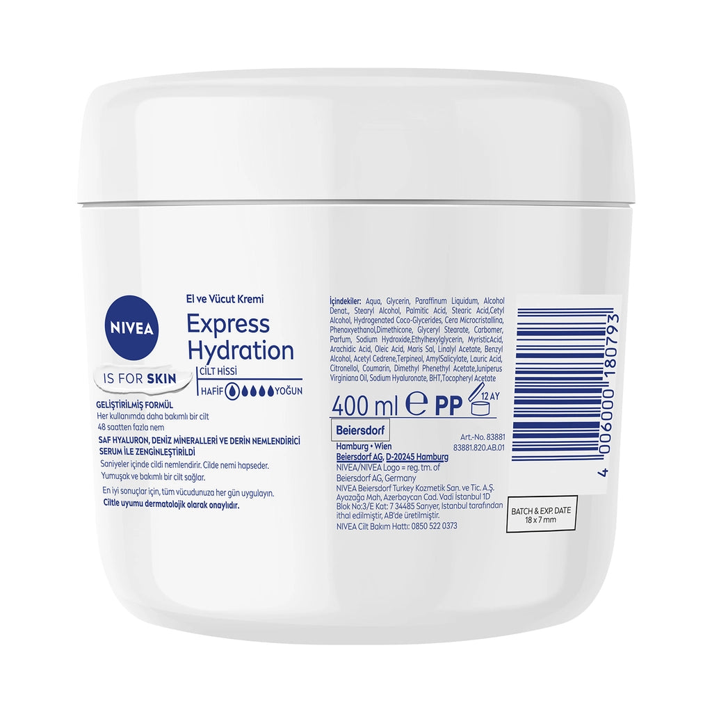 Nivea Express Hydration Hand and Body Care Cream 400 ml