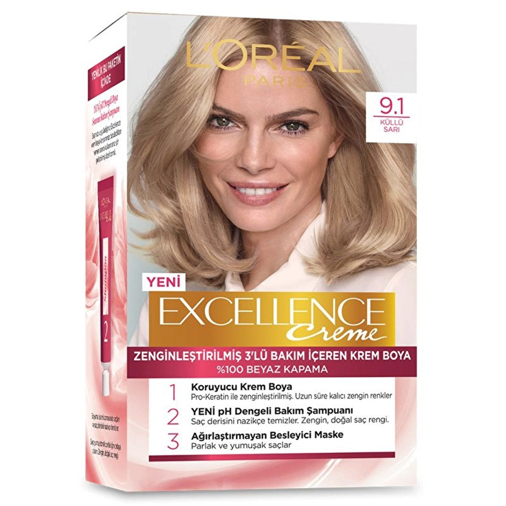 Loreal Paris Excellence Creme Hair Dye - 9.1 Blonde Ash