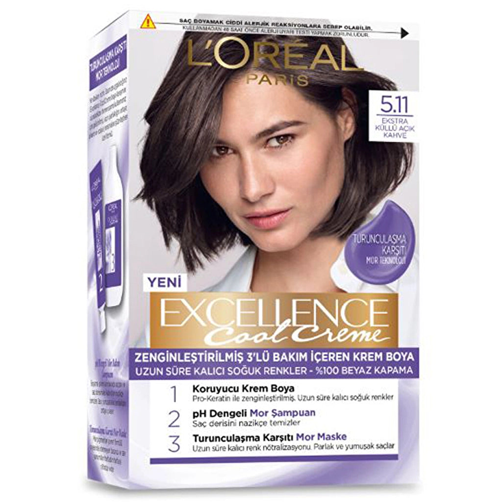 Loreal Paris Excellence Cool Creme Hair Dye 7.11 Extra Ashy Auburn