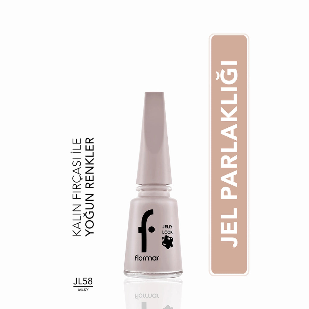 Flormar Jelly Look Intensely Pigmented and Gel Look Nail Polish JL01 Pure Milk