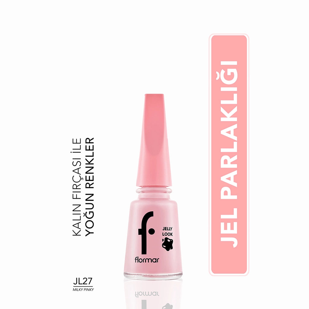 Flormar Jelly Look Intensely Pigmented and Gel Look Nail Polish JL01 Pure Milk