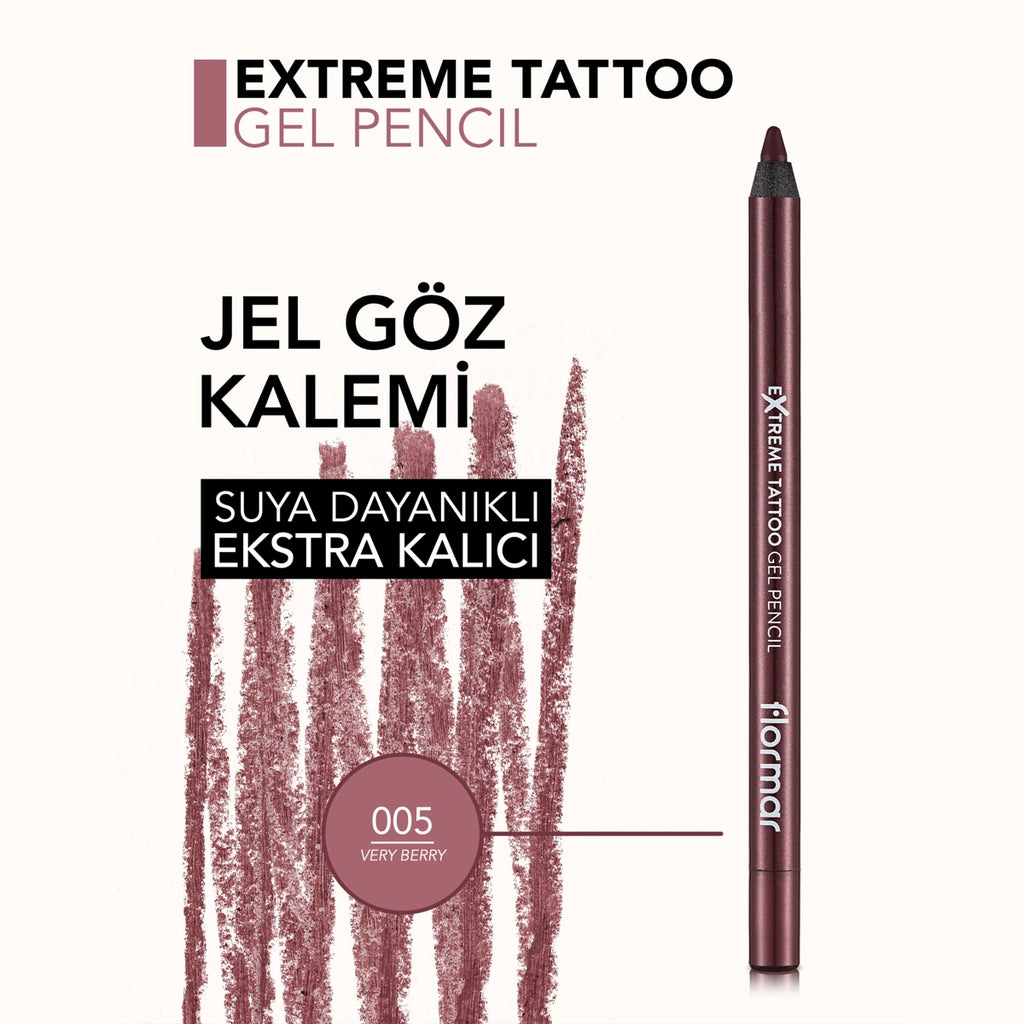 Flormar Extreme Tattoo Extra Permanent Matte Gel Eye Pencil 005 Very Berry