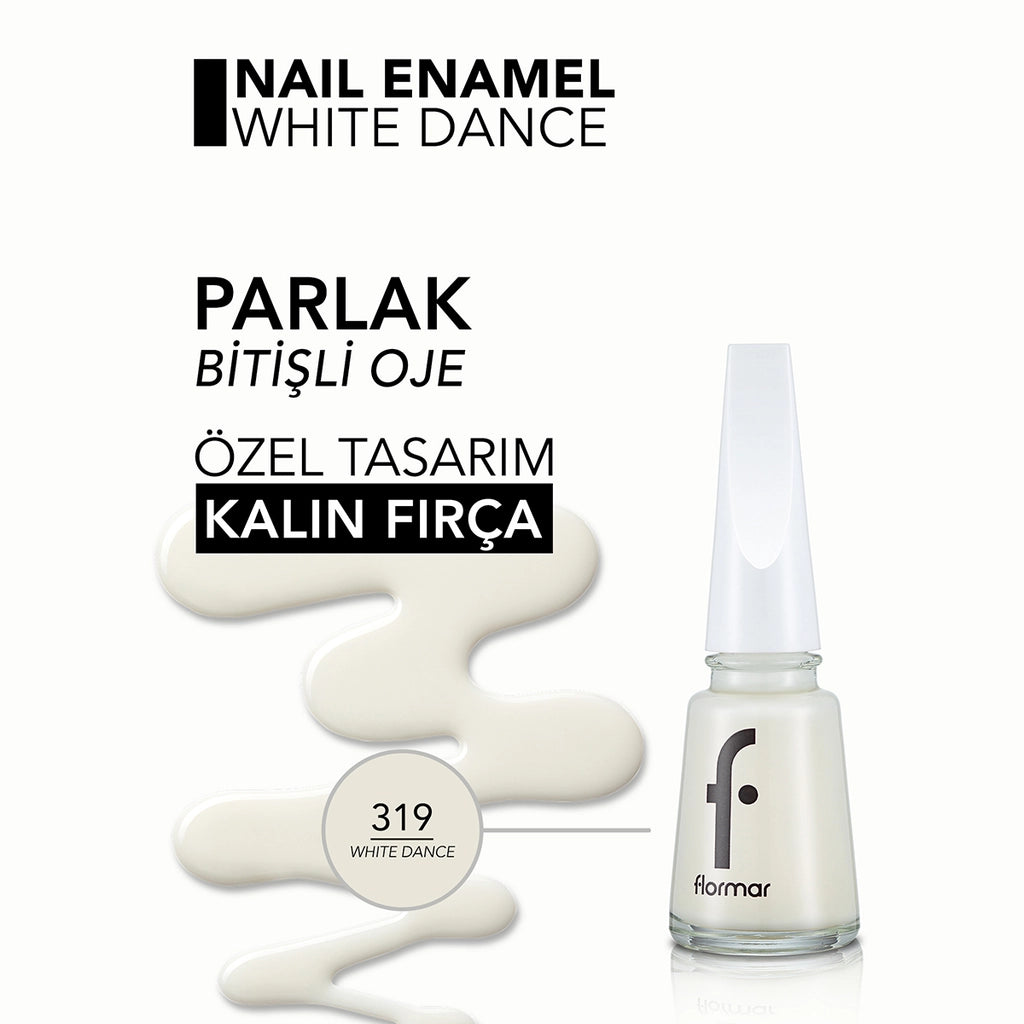 Flormar Nail Enamel Intensely Pigmented Nail Polish 319 White Dance