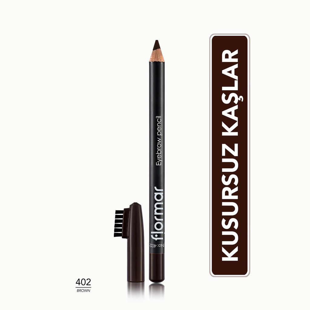 Flormar Eyebrow Pencil with Soft Tip and Diffusing Brush 402 Brown
