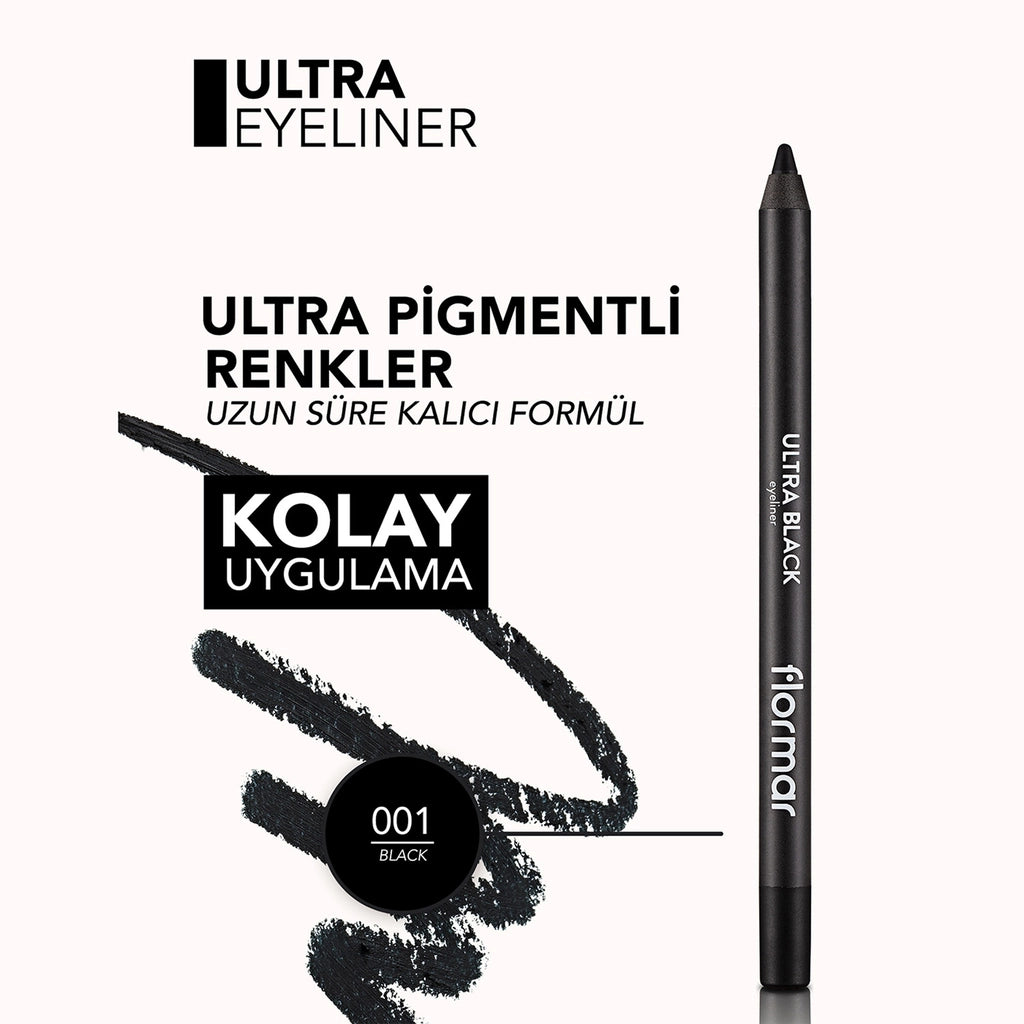 Flormar Ultra Intense Pigmented and Soft Tip Matte Eye Pencil 001 Jet Black