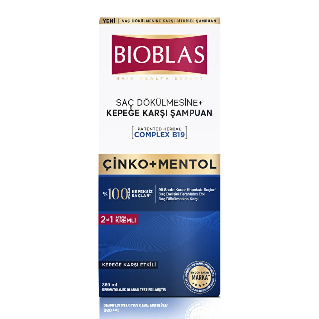 Bioblas Zinc + Menthol Anti-Hair Loss and Dandruff Shampoo 360 ml