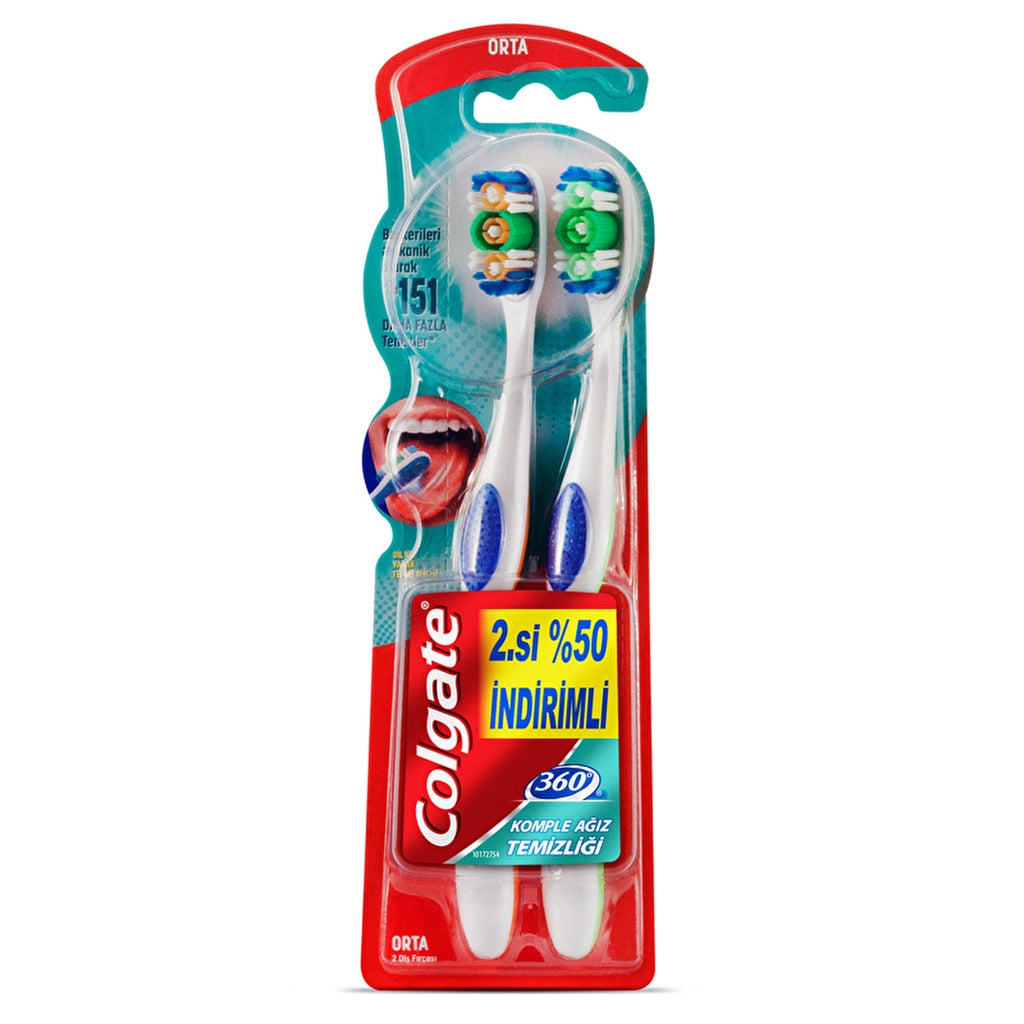 Colgate 360 Complete Oral Cleaning Toothbrush 1+1 (Medium)