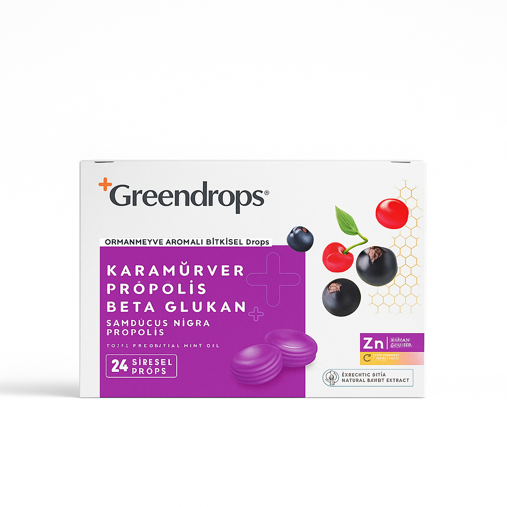 Greendrops Elderberry & Propolis & Beta Glucan 24 pieces