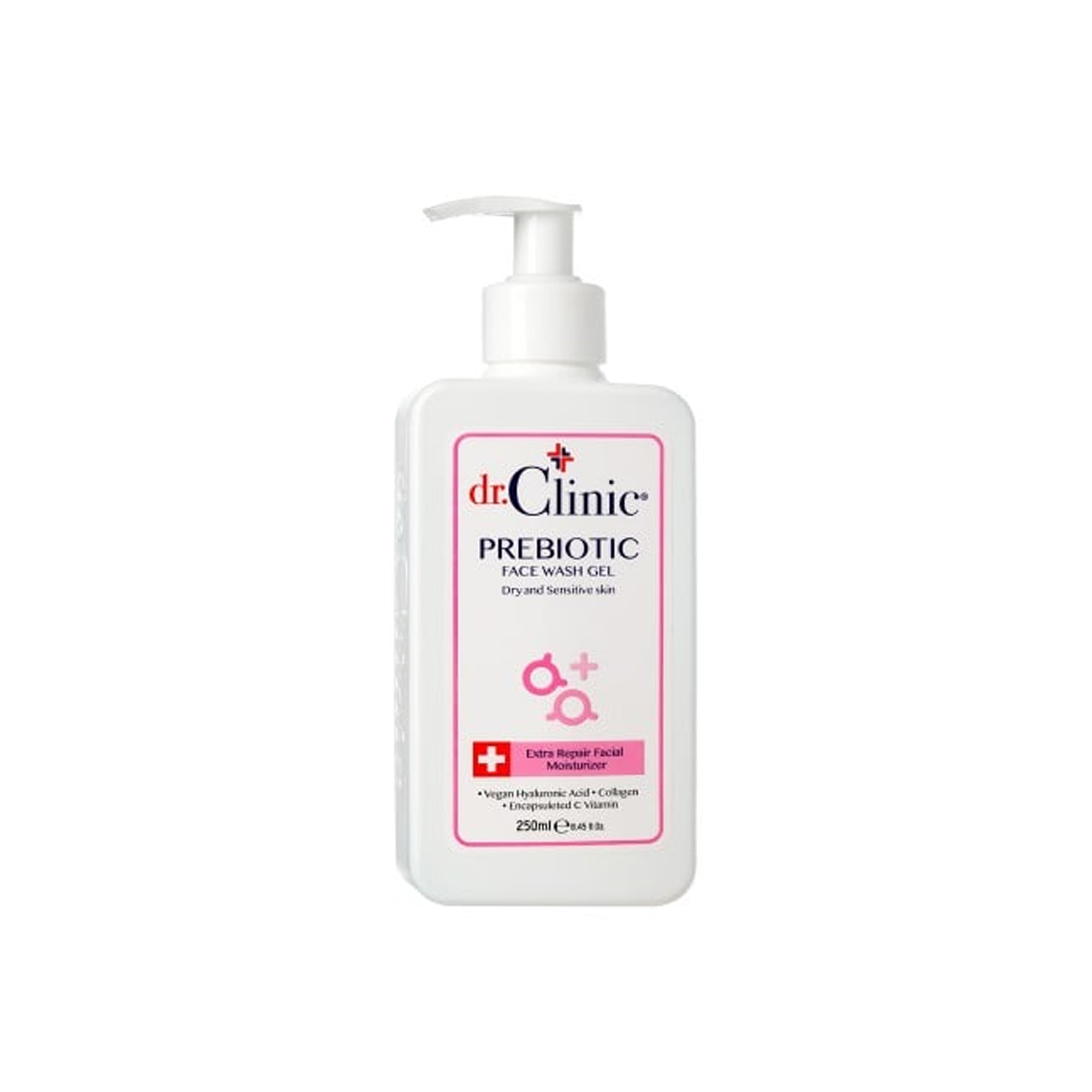 Dr. Clinic Prebiotic Face Wash Gel For dry &sensitive skin 250 ML (PINK)