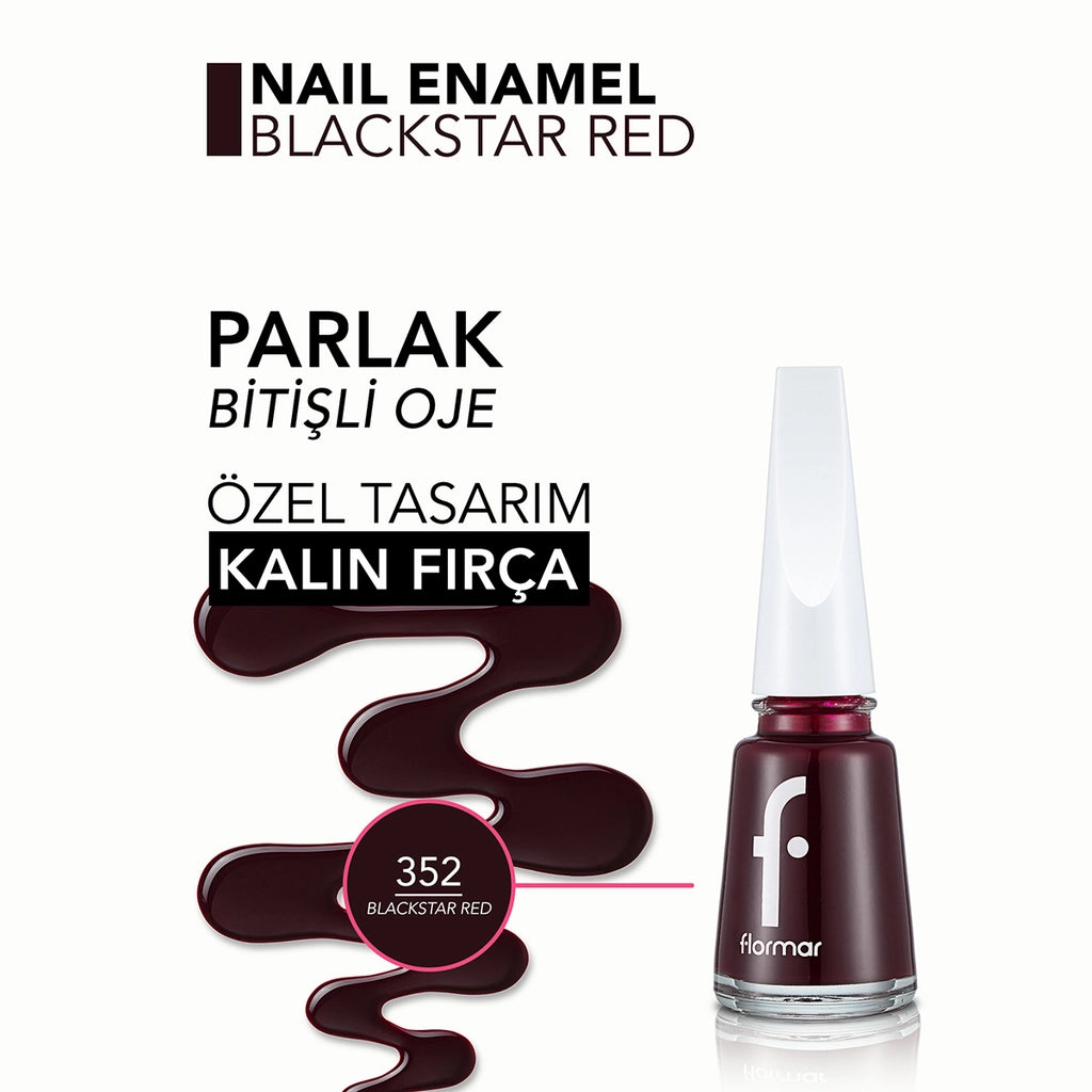 Flormar Nail Enamel Intensely Pigmented Nail Polish 352 Blackstar Red