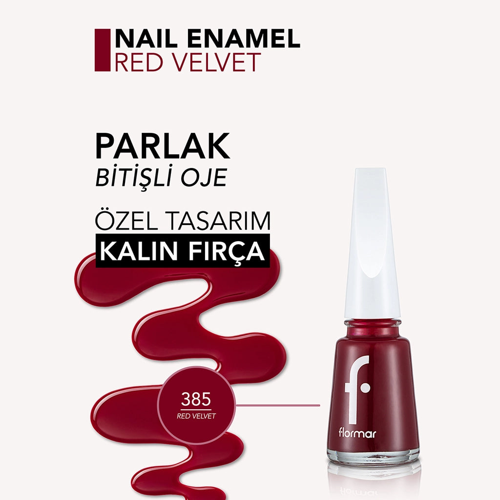 Flormar Nail Enamel Intensely Pigmented Nail Polish 385 Red Velvet