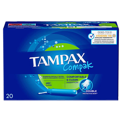 Tampax Compak Super Applicator Tampons 20 Pieces