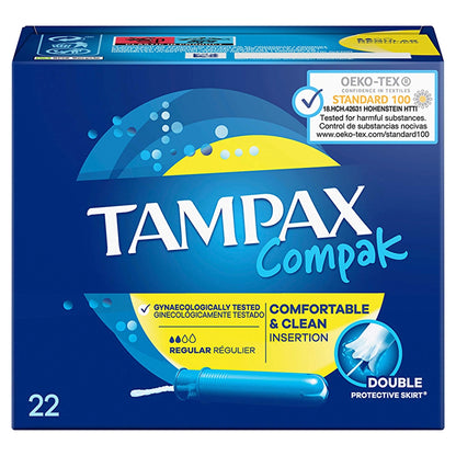Tampax Compak Regular Tampons with Applicator 22 Pieces