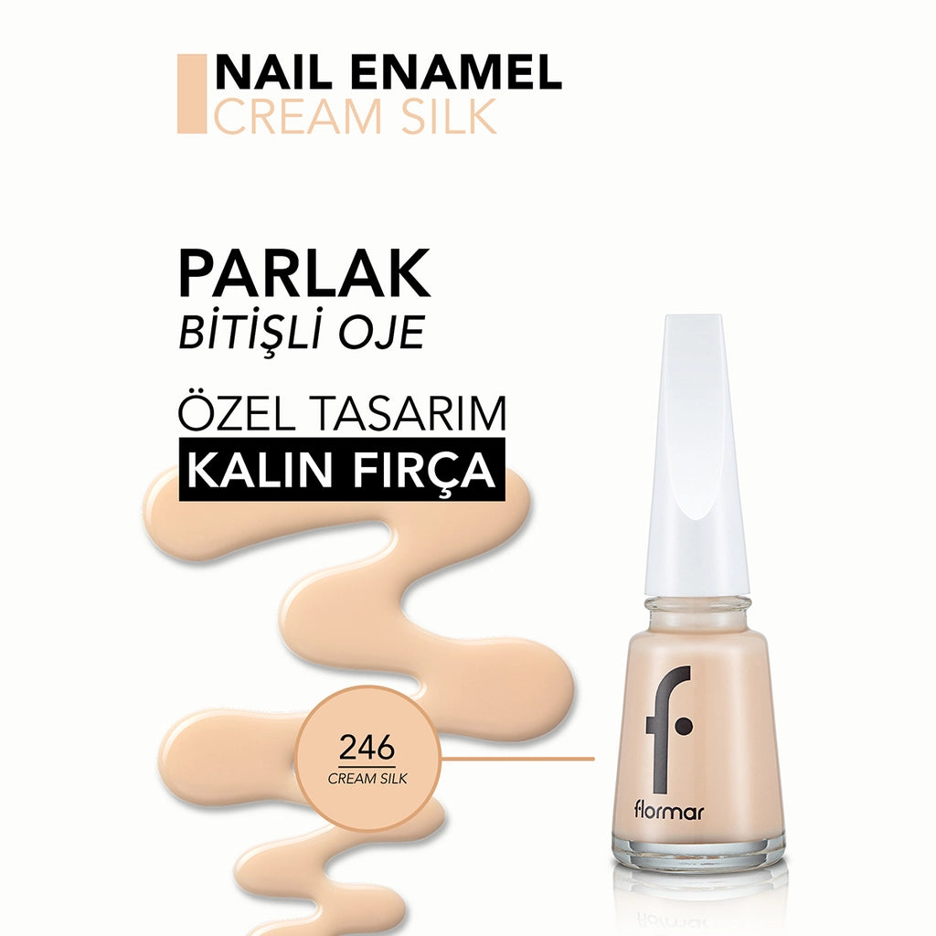 Flormar Nail Enamel Intensely Pigmented Nail Polish 246 Cream Silk
