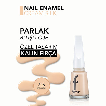 Flormar Nail Enamel Intensely Pigmented Nail Polish 246 Cream Silk