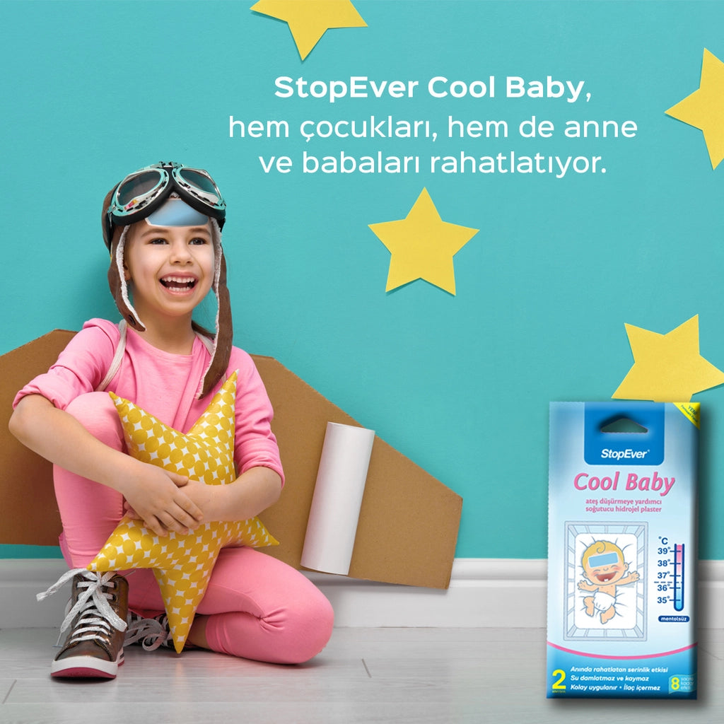 StopEver Cool Baby Cooling Hydrogel Plaster to Help Reduce Fever, Pack of 2