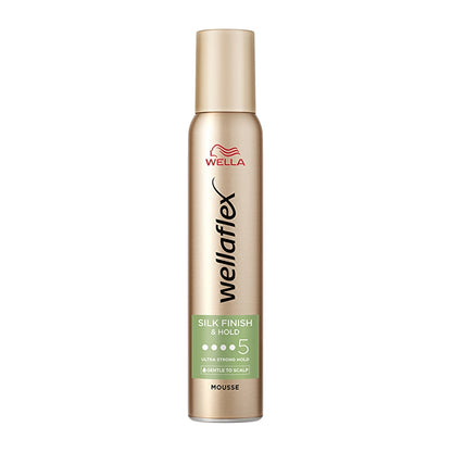 Wella Wellaflex Silk Finish &amp; Hold Hair Mousse Providing Silky Finish and Hold Ultra Strong Hold 200 ml - 5/5 Hold
